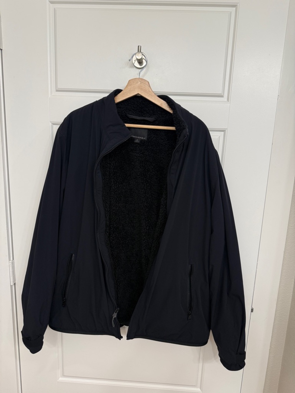 Men's Banana Republic Sherpa Lined Water Resistant Jacket Black XL